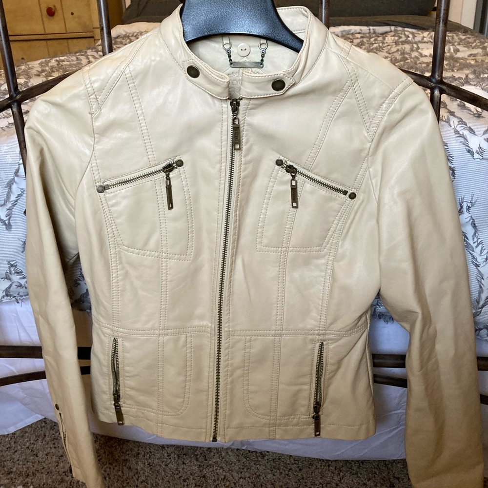 Cream leather jacket from Jou Jou